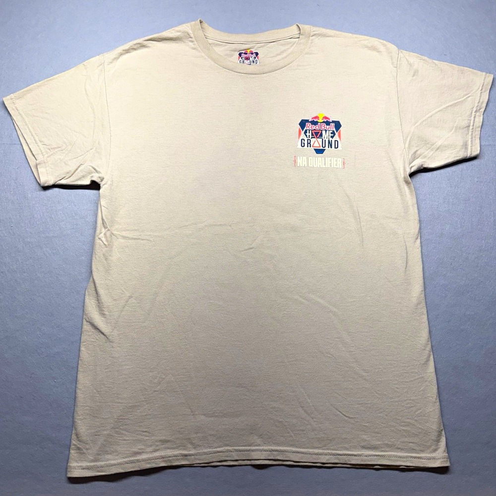Red Bull Home Ground NA Qualifier Men's L Beige Double-Sided Logo Tee